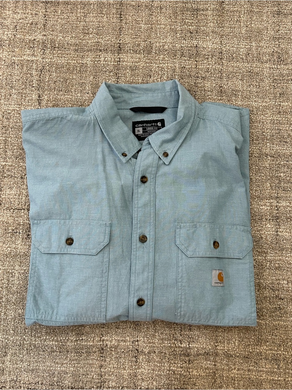 Carhartt Men's Loose Fit Blue Work Button-Down Shirt Size XL - EUC